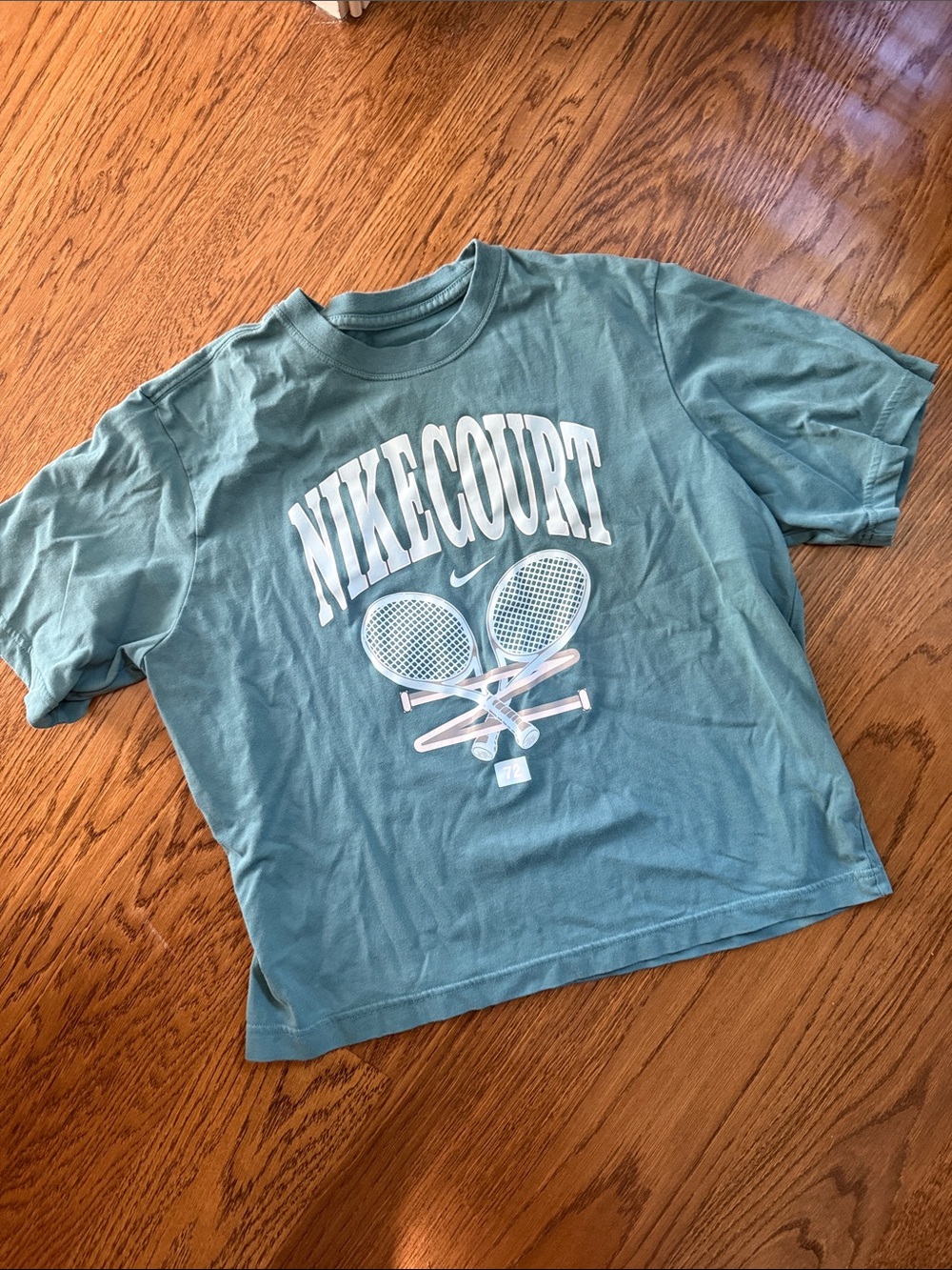 Nike Teal 'NikeCourt' Cropped Tennis Dri-Fit Tee
